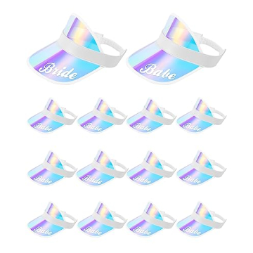 Preboun 12 Pack Bachelorette Sun Visors Hat Women Bridal Party Babe Bridesmaid UV Protection Caps fo...