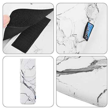Bluecell Heat Resistant Neoprene Curling Iron Holder Cover Bag Flat Iron Curling Wand Travel Case Pouch 15 x 5 Inches,White Marble Pattern