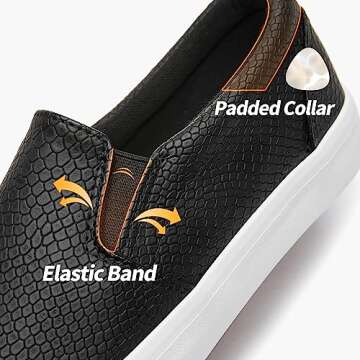TUOPIN Womens Synthetic Leather Slip On Shoes,Padded Collar Slip on Sneakers for Women,Casual Loafer...