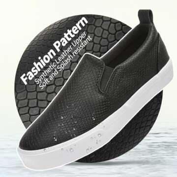 TUOPIN Womens Synthetic Leather Slip On Shoes,Padded Collar Slip on Sneakers for Women,Casual Loafers Walking Shoes(Black.US10)