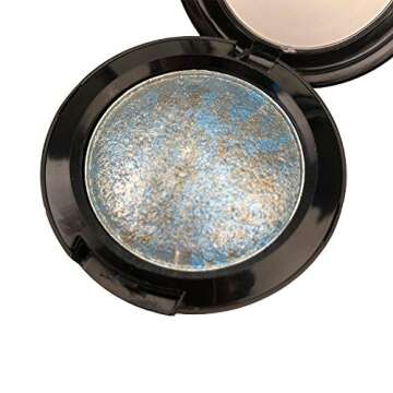 Mallofusa Single Color Baked Eye Shadow Palette Glitter Powder in Shimmer 15 Metallic Colors Optional (Ice Blue)