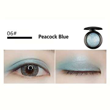 Mallofusa Single Color Baked Eye Shadow Palette Glitter Powder in Shimmer 15 Metallic Colors Optional (Ice Blue)