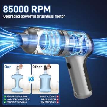 AHNR Handheld Car Vacuum Cleaner Cordless with Brushless Motor, 20000PA High Power Vacuum Cleaner & Air Duster, 3 in 1 Keyboard Portable Vacuum Cleaner, Mini Hand Held Vacuum Cleaner for Car Home