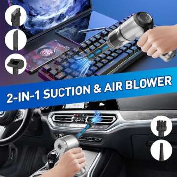 AHNR Handheld Car Vacuum Cleaner Cordless with Brushless Motor, 20000PA High Power Vacuum Cleaner & Air Duster, 3 in 1 Keyboard Portable Vacuum Cleaner, Mini Hand Held Vacuum Cleaner for Car Home