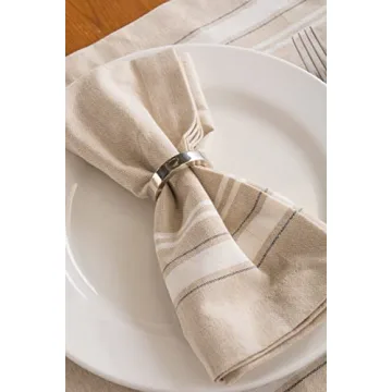 DII French Stripe Cotton Napkin Set, 20x20, 6 Piece