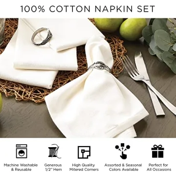 DII French Stripe Cotton Napkin Set, 20x20, 6 Piece