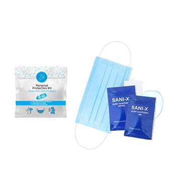 Mini Personal Protection Kit To-Go - 10 PACK! Mask, Hand Sanitizing Gel, Sanitizing Cleansing Wipe Packets. PPE On the Go! Single use Disposable Pocket-sized! Ideal for travel!