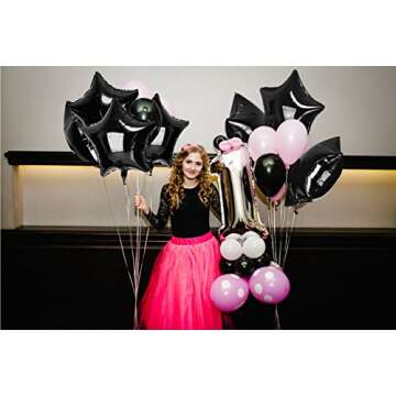 Treasures Gifted Black Star Balloons - Black Mylar Star Balloons - Black Star Foil Balloons - Black Star Mylar Balloons (Globos Estrellas) - 18 Inch Star Balloons - 12 Pack Foil Star Balloons, Black