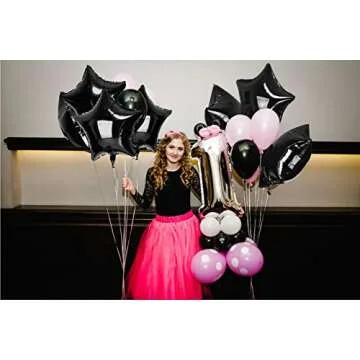 Treasures Gifted Black Star Balloons - Black Mylar Star Balloons - Black Star Foil Balloons - Black Star Mylar Balloons (Globos Estrellas) - 18 Inch Star Balloons - 12 Pack Foil Star Balloons, Black