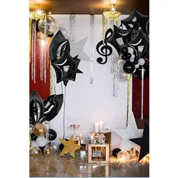 Treasures Gifted Black Star Balloons - Black Mylar Star Balloons - Black Star Foil Balloons - Black Star Mylar Balloons (Globos Estrellas) - 18 Inch Star Balloons - 12 Pack Foil Star Balloons, Black