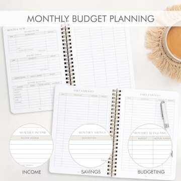 Easy to Use Monthly Budget Planner - 12 Month Financial Organizer with Expense Tracker Notebook - Mo...