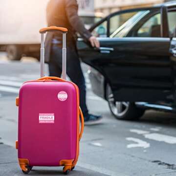 600 PCS Fragile Stickers for Shipping Do Not Trample or Fold Stickers Do Not Drop Labels for Shipping Mailing Envelops Cartons Pallets Adhesive Labels(Pink)