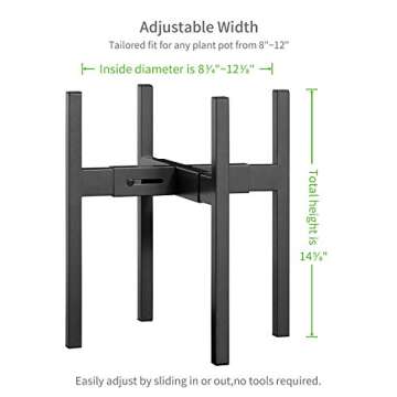 FaithLand Plant Stand, Adjustable Size Fits 8 9 10 11 12 Inches Plant Pot, Metal Planter Stand, Mid ...