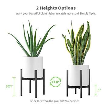 FaithLand Plant Stand, Adjustable Size Fits 8 9 10 11 12 Inches Plant Pot, Metal Planter Stand, Mid Century Expandable Plant Holder Indoor Outdoor, Adjustable Width: 8”-12” - Easy Assembly
