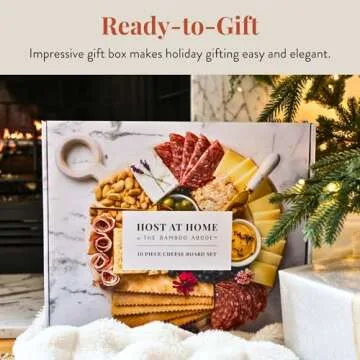 The Bamboo Abode Charcuterie Board Gift Set, White Wood: Unique Mother's Day Gifts For Mom, House Warming Gifts New Home, Wedding Gifts for Couple, Bridal Shower Gift