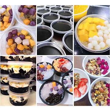 42 oz 25 Pack Disposable Serving Bowls Meal Prep Container Plastic Round Food Containers with Lids for Healthy Portion Control Reusable Fruit Salad Tray