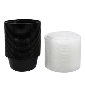 42 oz 25 Pack Disposable Serving Bowls Meal Prep Container Plastic Round Food Containers with Lids for Healthy Portion Control Reusable Fruit Salad Tray