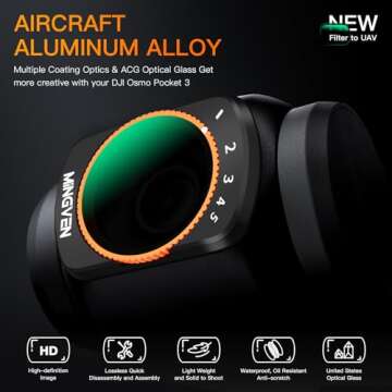 MINGVEN Adjustable Magnetic ND Filters Set for DJI Osmo Pocket 3 Creator Combo, Adjustable ND Filter...