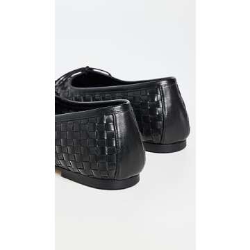 Freda Salvador Women's Jada Flats, Black Closed Woven Calf, 8 Medium US