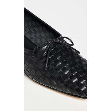 Freda Salvador Women's Jada Flats, Black Closed Woven Calf, 8 Medium US
