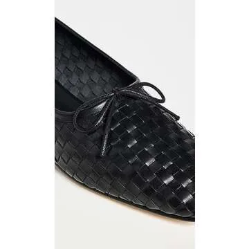 Freda Salvador Women's Jada Flats, Black Closed Woven Calf, 8 Medium US