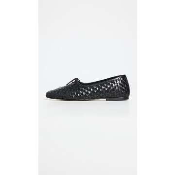 Freda Salvador Women's Jada Flats, Black Closed Woven Calf, 8 Medium US