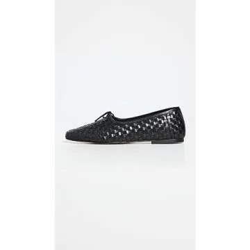 Freda Salvador Women's Jada Flats, Black Closed Woven Calf, 8 Medium US