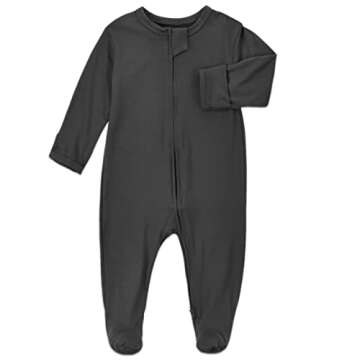 Aablexema Baby Footie Pajamas Zipper - Soft Bamboo Infant PJs with Mittens