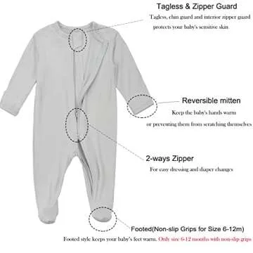 Aablexema Baby Footie Pajamas - Soft Bamboo Zipper PJs