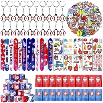 130 Pcs Baseball Party Favors Set - Includes Keychains, Bracelets & More