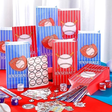 Baseball Party Favors Set 130 Pcs with Keychains Bracelets