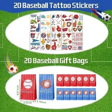 Baseball Party Favors Set 130 Pcs with Keychains Bracelets