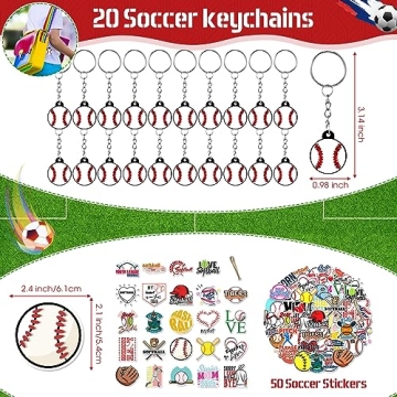 Baseball Party Favors Set 130 Pcs with Keychains Bracelets
