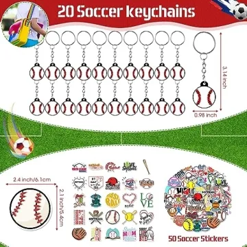 Baseball Party Favors Set 130 Pcs with Keychains Bracelets