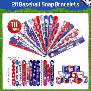 Baseball Party Favors Set 130 Pcs with Keychains Bracelets