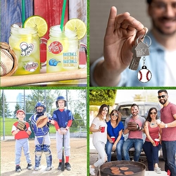 Baseball Party Favors Set 130 Pcs with Keychains Bracelets