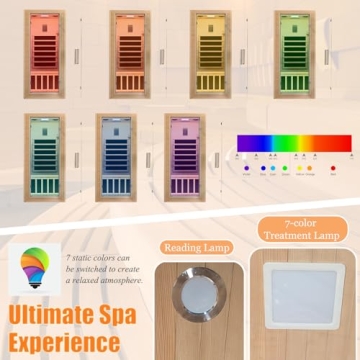 Infrared Home Sauna Room 1 Person Hemlock Wooden Indoor Dry Sauna，Low EMF 1200W/110V Heaters Panels,LCD Control Panel,10 Minutes Pre-Warm up,Time and Temp Pre-Set,1-Year Aftersale