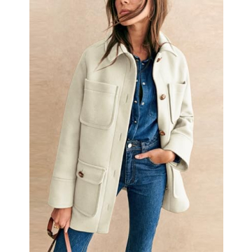 Omoone Womens 2024 Winter Elegant Wool Coat Mid Long Pea Coat Wool Blend Overcoat Jacket with Pockets (4135-Beige-XL)