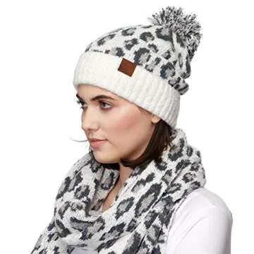 C.C Exclusives Soft Beanie - Leopard Pom - Fashionable Winter Hat