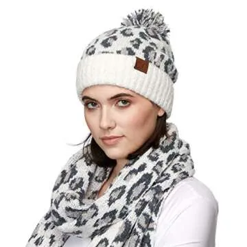 C.C Exclusives Soft Beanie - Leopard Pom - Fashionable Winter Hat