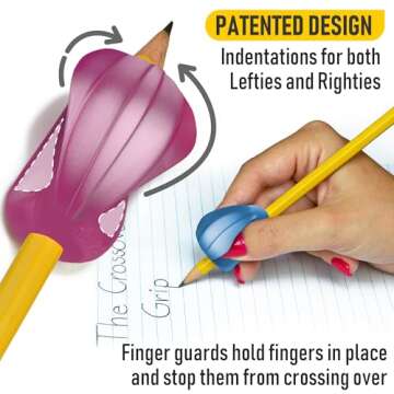 The Pencil Grip Pencil Grips, The Crossover Grip, Metallic Ergonomic Writing Aid For Righties And Lefties, Colorful Pencil Grippers, Assorted Metallic Colors, 6 Count - TPG-17706
