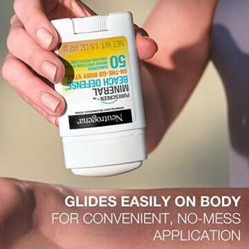 Neutrogena Purescreen+ Mineral Beach Defense On-The-Go Body Sunscreen Stick with Broad Spectrum SPF 50, Water Resistant UVA/UVB Protection, Absorbs Quickly & Dries Clear, 1.5 oz