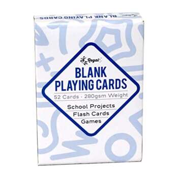 Regal Games 208 Blank Playing Cards to Write On - Custom Blank Deck of Cards - (2.5" x 3.5") Cardstock White Poker Size - 4 Packs x 52 Cards