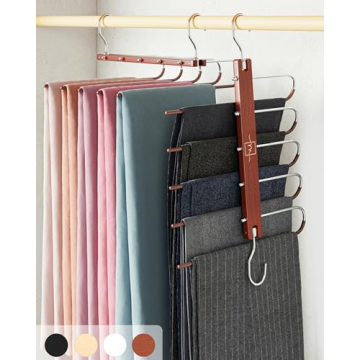 MORALVE Premium Beechwood Pants Hangers - 2 Pack Space Saving Closet Organizer