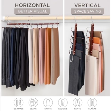 MORALVE Beechwood Pants Hangers Space Saving Closet Organizer