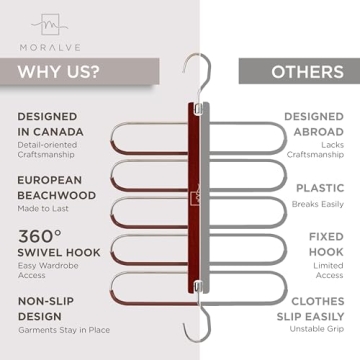 MORALVE Beechwood Pants Hangers Space Saving Closet Organizer