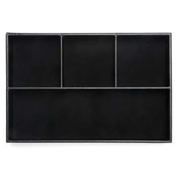BTSKY 4 slots Desk Drawer Organizer, PU Leather Drawer Storage Organizer Divider for Office Desk Supplies Value Collection and Accessories Multi-Purpose Storage Desktop Organizer Tray(Black)