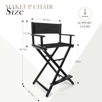 CHUANGJIN Tall Directors Chair - Portable Makeup Artist Chair