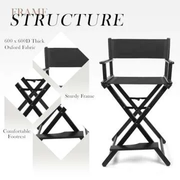 CHUANGJIN Tall Directors Chair - Portable Makeup Artist Chair