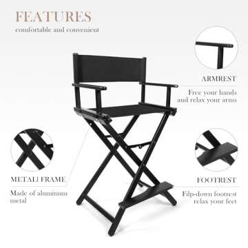 CHUANGJIN Tall Directors Chair - Portable Makeup Artist Chair